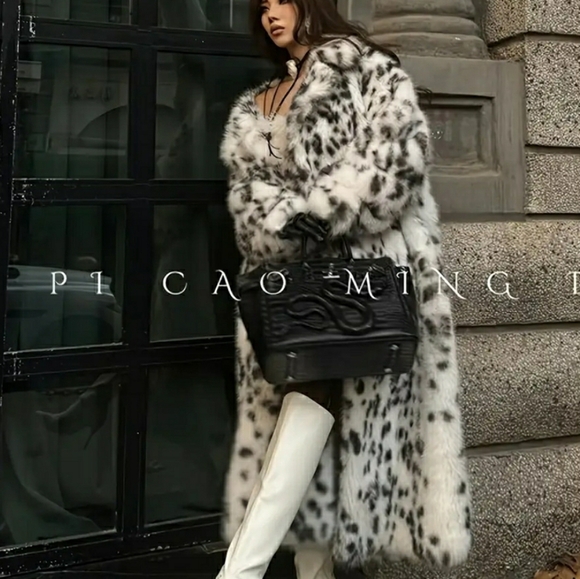 NEW! Lynx Print Faux Fur Coat - Picture 7 of 10